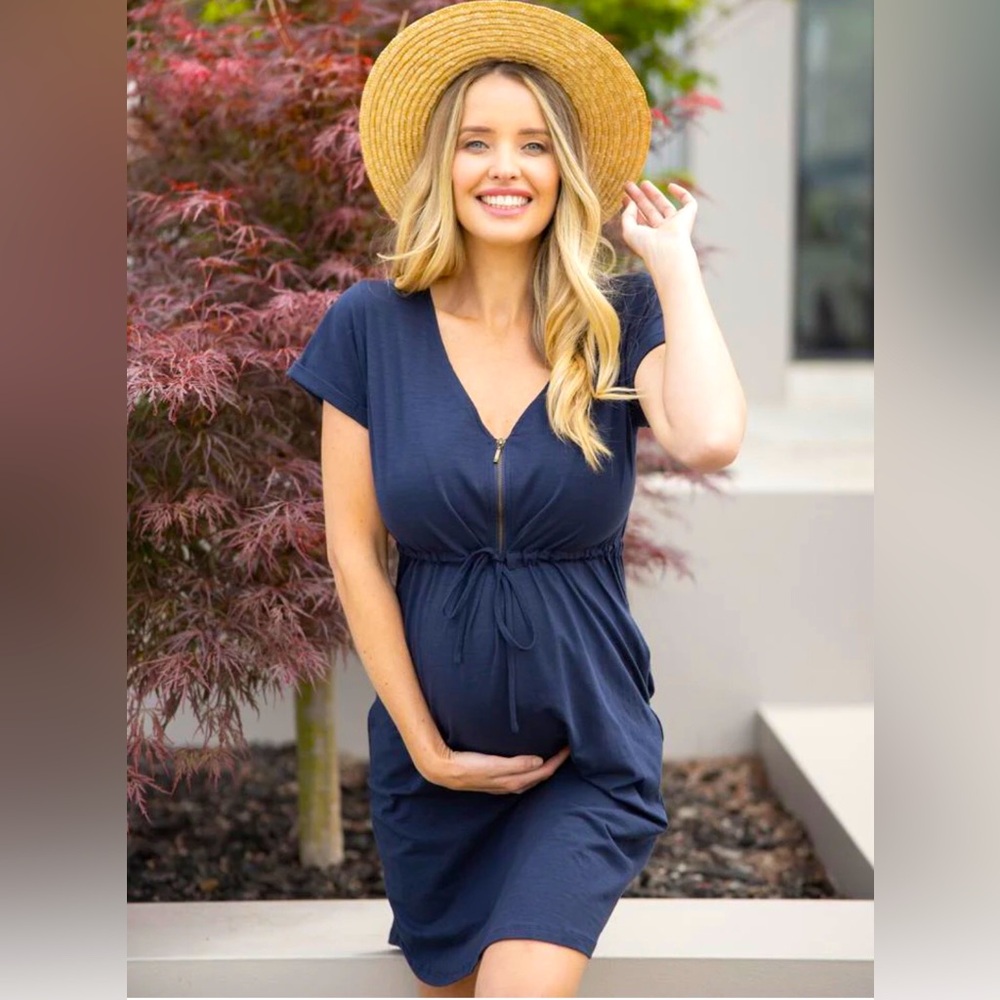 Navy Blue Maternity and Nursing Dress